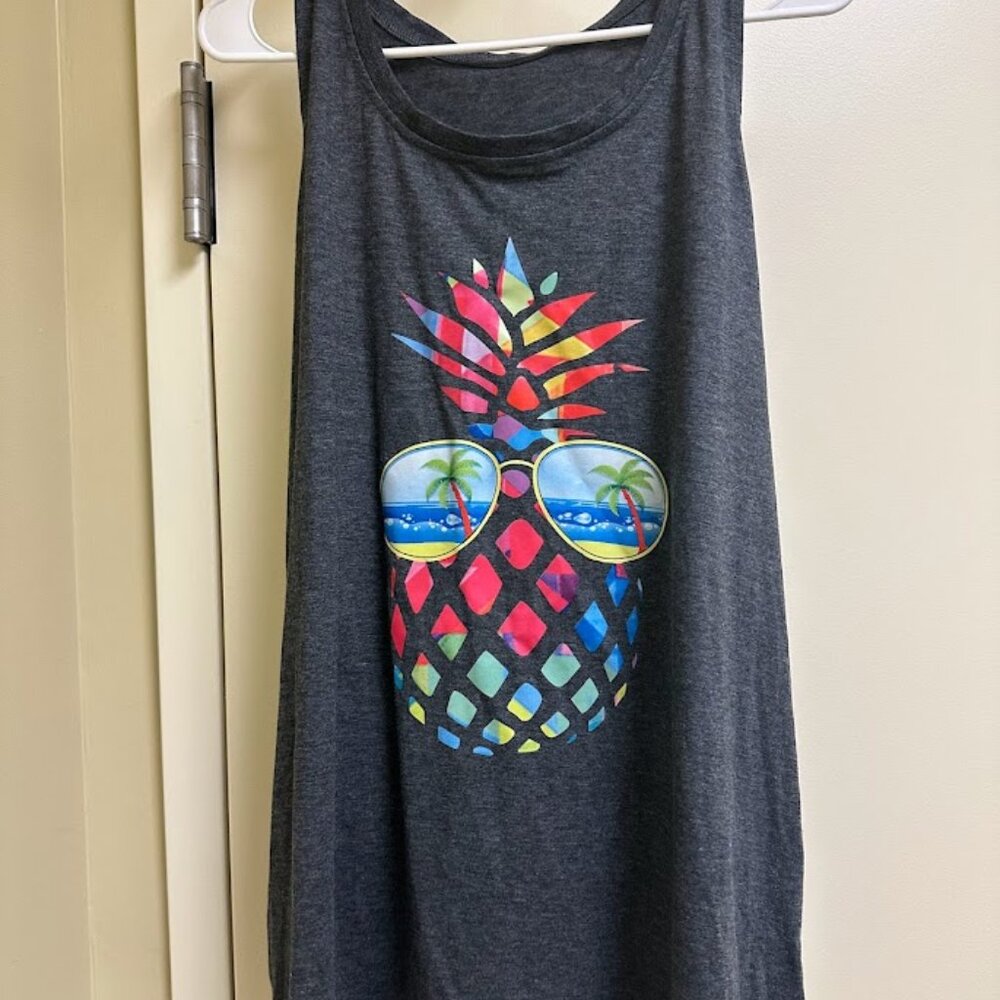 S102 - Amazon Grey Pinapple with Glasses Multi Color Ladies Women tank top 2x